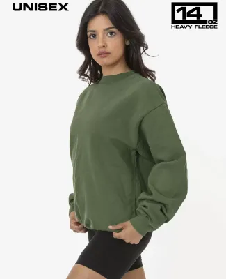 Los Angeles Apparel HF07GD L/S Heavy Fleece PO Cre in Army