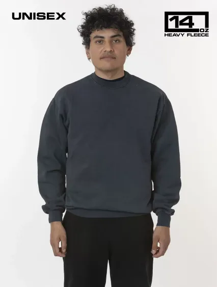 Los Angeles Apparel HF07GD L/S Heavy Fleece PO Cre in Dolphin blue