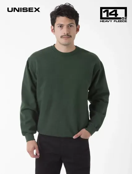 Los Angeles Apparel HF07GD L/S Heavy Fleece PO Cre in Ivy