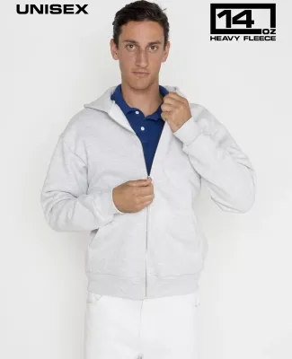 Los Angeles Apparel HF-10 L/S Heavy Fleece Zip Up  in Ash