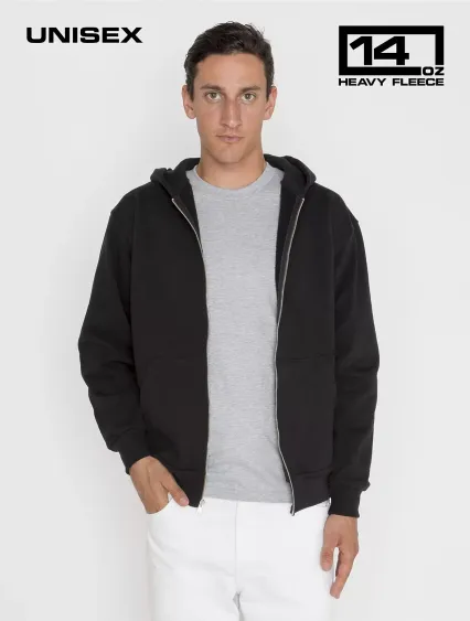 Los Angeles Apparel HF-10 L/S Heavy Fleece Zip Up  in Black