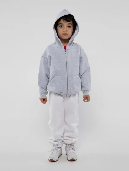 Los Angeles Apparel HF-110 Kids 14oz HF Zip-Up Hoo in Ash