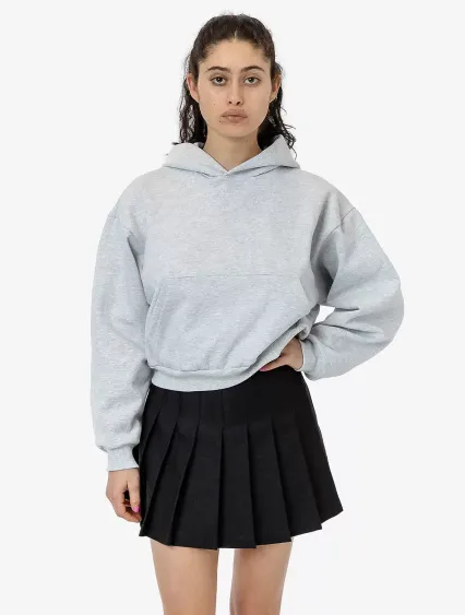Los Angeles Apparel HF-19 Heavy Fleece Cropped Hoo in Ash