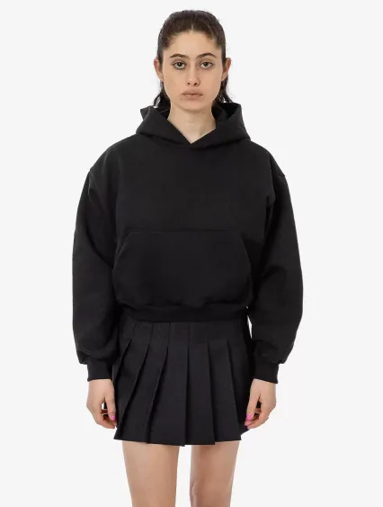 Los Angeles Apparel HF-19 Heavy Fleece Cropped Hoo in Black