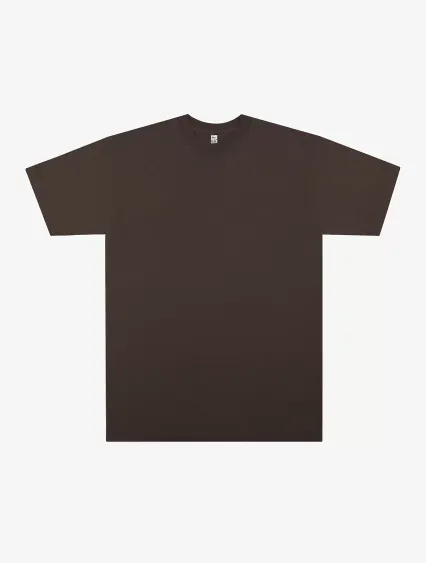 Los Angeles Apparel IMP1801DZ S/S Grmnt Dye Crew N in Chocolate