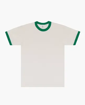 Los Angeles Apparel IMP1803FL Ringer Tee Case in Creme/kelly green