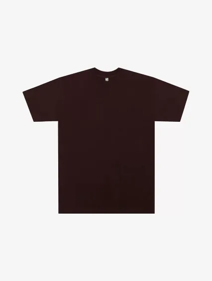 Los Angeles Apparel IMP1801FL S/S Grmnt Dye Crew N in Chocolate