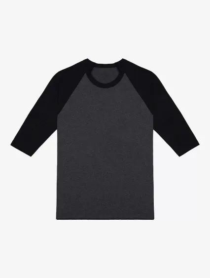 Los Angeles Apparel IMPFF453AS 3/4 Slv Ply Cttn Ra in Heather black/black