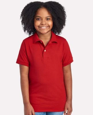 437Y Jerzees Youth 50/50 Jersey Polo with SpotShie in True red