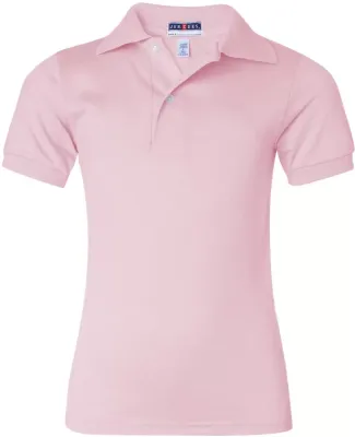 437Y Jerzees Youth 50/50 Jersey Polo with SpotShie Pink