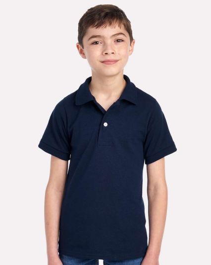 437Y Jerzees Youth 50/50 Jersey Polo with SpotShie in J. navy