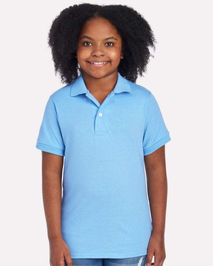 437Y Jerzees Youth 50/50 Jersey Polo with SpotShie in Light blue