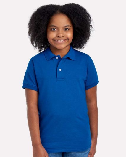 437Y Jerzees Youth 50/50 Jersey Polo with SpotShie in Royal