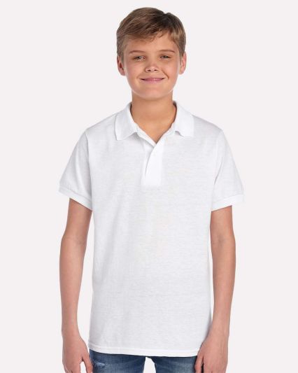 437Y Jerzees Youth 50/50 Jersey Polo with SpotShie in White