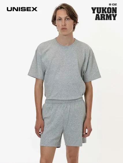 Los Angeles Apparel MT42 Mock Twist Gym Short 8oz in Heather grey