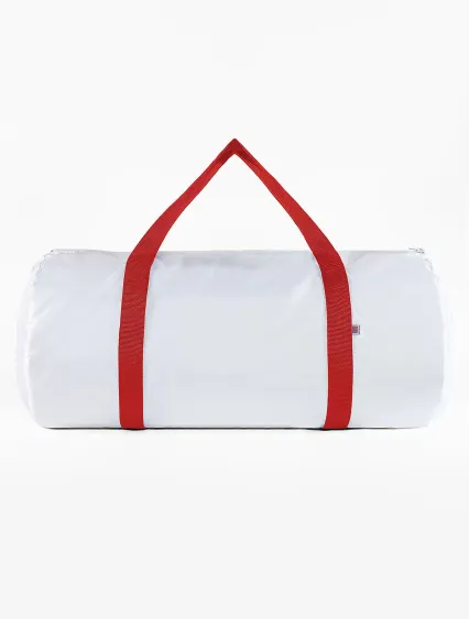 Los Angeles Apparel NT563 Nylon Weekender Bag in White/red