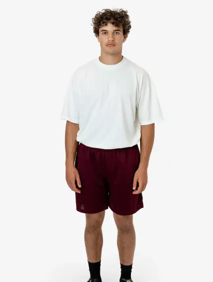 Los Angeles Apparel PPQ42 Pique Mesh Shorts in Maroon