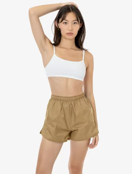 Los Angeles Apparel RNF314 Nylon Taffeta Track Sho in Biscotti