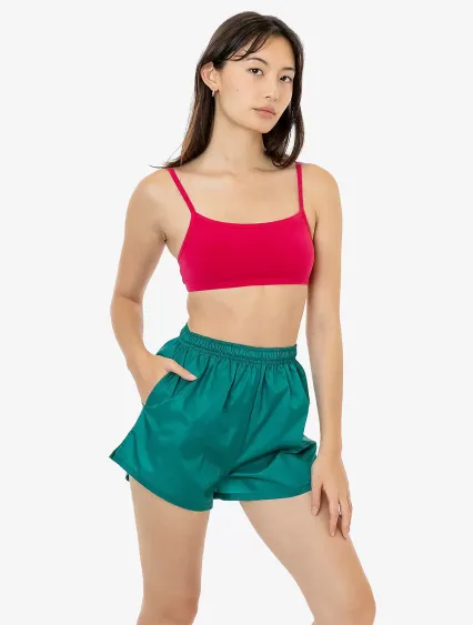 Los Angeles Apparel RNF314 Nylon Taffeta Track Sho in Dark cyan