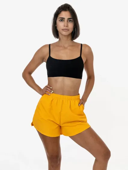 Los Angeles Apparel RNF314 Nylon Taffeta Track Sho in Mango