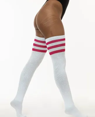 Los Angeles Apparel THIGHHIGH Thigh High Sock in White/fuchsia