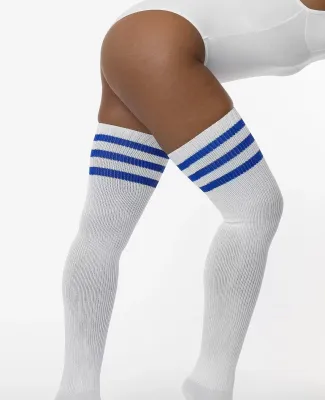 Los Angeles Apparel THIGHHIGH Thigh High Sock in White/royal