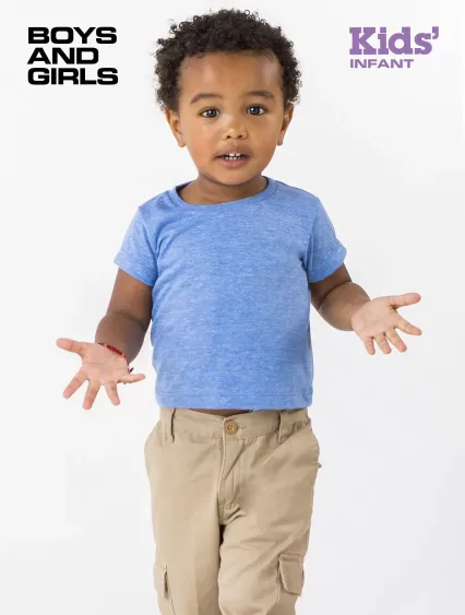 Los Angeles Apparel TR0005 Infant Tri Blend S/S Te in Athletic blue