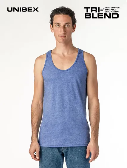 Los Angeles Apparel TR08 Tri Blend Tank 3.7oz in Athletic blue