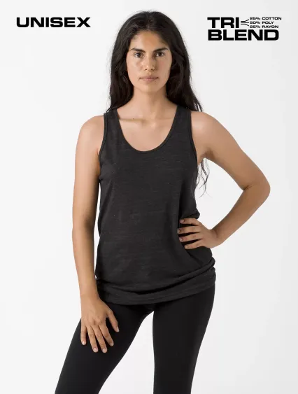 Los Angeles Apparel TR08 Tri Blend Tank 3.7oz in Tri-black