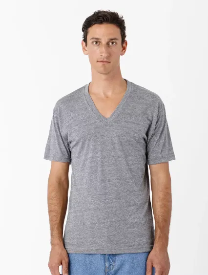 Los Angeles Apparel TR61 S/S Tri Blend V-Neck 3.7o in Athletic grey