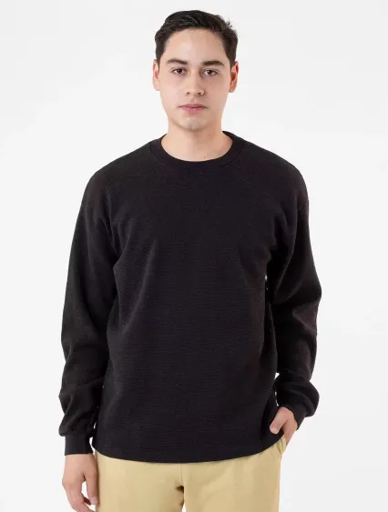 Los Angeles Apparel TX407GD L/S Hvy Thermal Crew N in Black