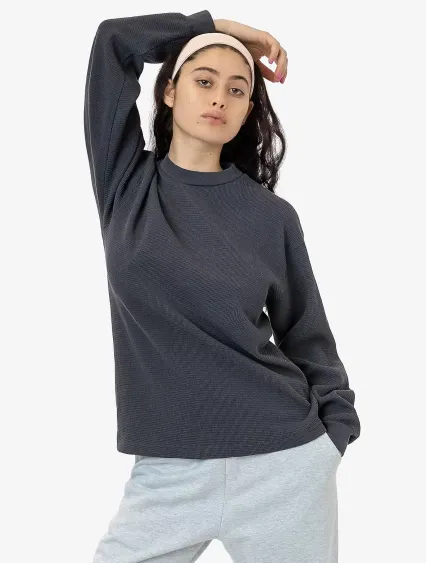 Los Angeles Apparel TX407GD L/S Hvy Thermal Crew N in Dolphin blue