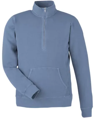 J America 8732 Pigment-Dyed Fleece Quarter-Zip Pul in Denim