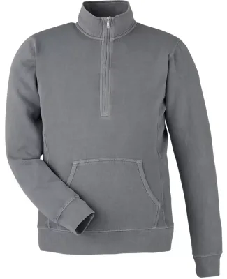 J America 8732 Pigment-Dyed Fleece Quarter-Zip Pul in Lead