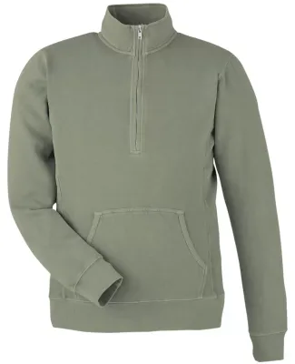 J America 8732 Pigment-Dyed Fleece Quarter-Zip Pul in Spruce