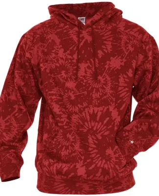 Badger Sportswear 1275 Tie-Dyed Triblend Hooded Sw in Red tie-dye