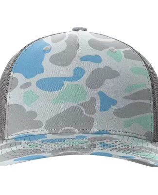 Richardson Hats 112PFP Printed Five-Panel Trucker  in Saltwater duck camo/ charcoal