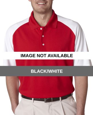 8446 UltraClub® Adult Cool & Dry Two-Tone Stain-R Black/White