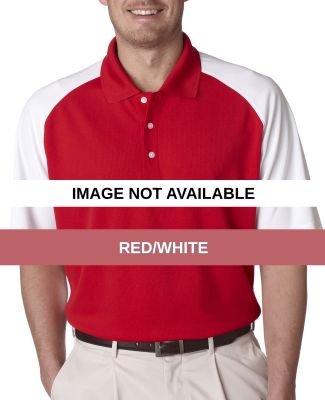 8446 UltraClub® Adult Cool & Dry Two-Tone Stain-R Red/White