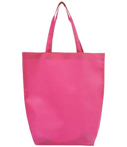 Q-Tees Q1251 Non-Woven Gusset Bottom Tote in Hot pink