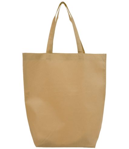 Q-Tees Q1251 Non-Woven Gusset Bottom Tote in Natural