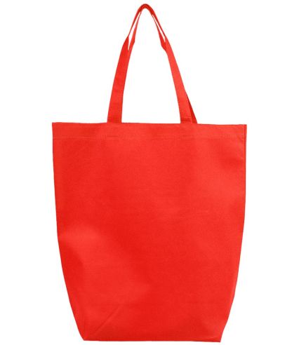 Q-Tees Q1251 Non-Woven Gusset Bottom Tote in Red
