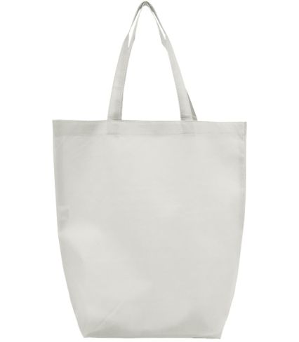 Q-Tees Q1251 Non-Woven Gusset Bottom Tote in White