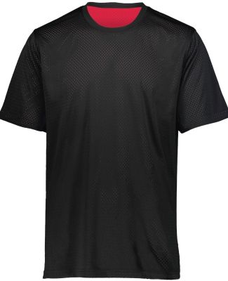 Augusta Sportswear 1603 Youth Short Sleeve Mesh Re in Black/ scarlet