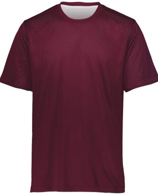 Augusta Sportswear 1603 Youth Short Sleeve Mesh Re in Maroon/ white