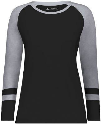 Augusta Sportswear 2917 Women's Triblend Fanatic 2 in Black/ grey heather