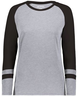 Augusta Sportswear 2917 Women's Triblend Fanatic 2 in Grey heather/ black