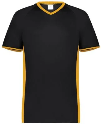 Augusta Sportswear 6908 Youth Cutter V-Neck Jersey in Black/ gold