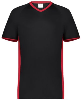 Augusta Sportswear 6908 Youth Cutter V-Neck Jersey in Black/ scarlet