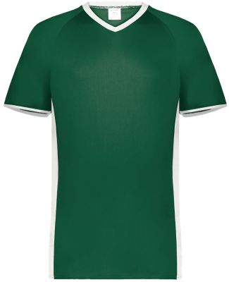 Augusta Sportswear 6908 Youth Cutter V-Neck Jersey in Dark green/ white
